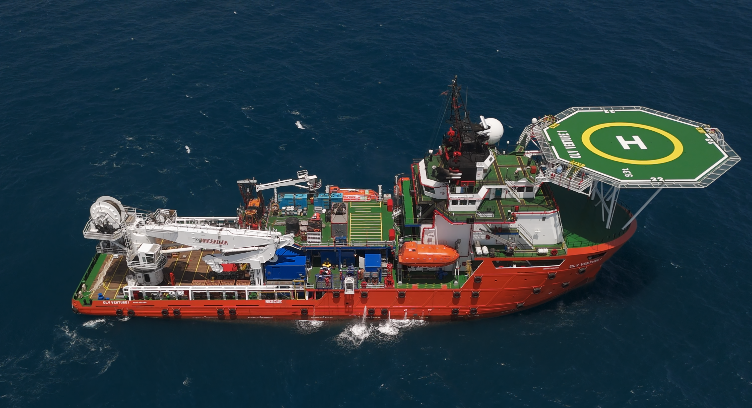 Offshore support vessel operating at sea